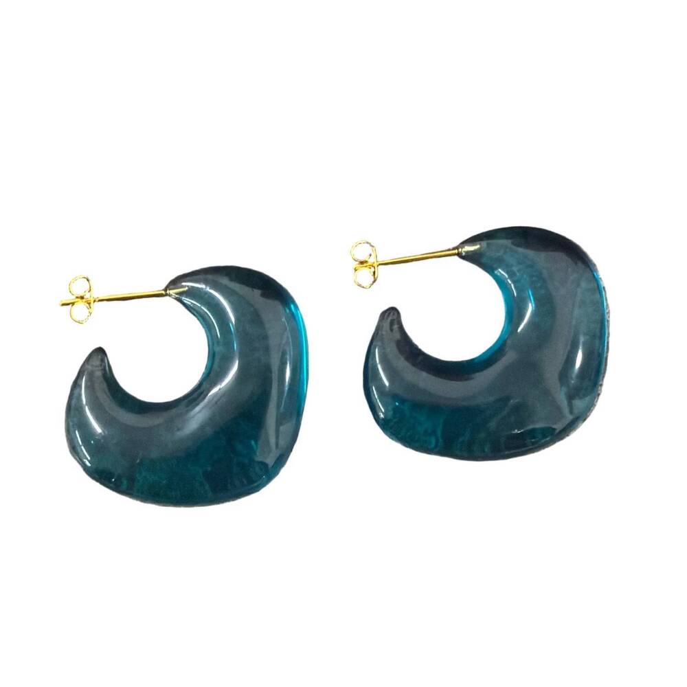 NEW LUCAS JACK women's resin earrings in deep sea blue